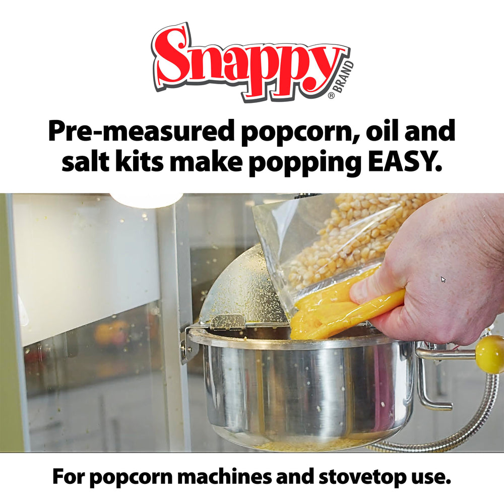 SNAPPY en máquina de palomitas en uso mostrando rapidez y facilidad