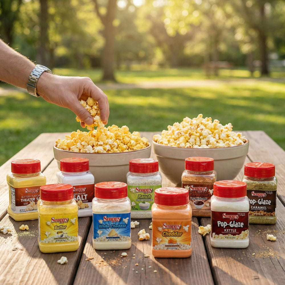SNAPPY bote en mesa con snacks listos para invitar y compartir