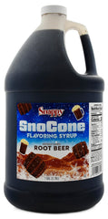 Snappy jarabe root beer galón frontal mostrando etiqueta y asa para uso comercial