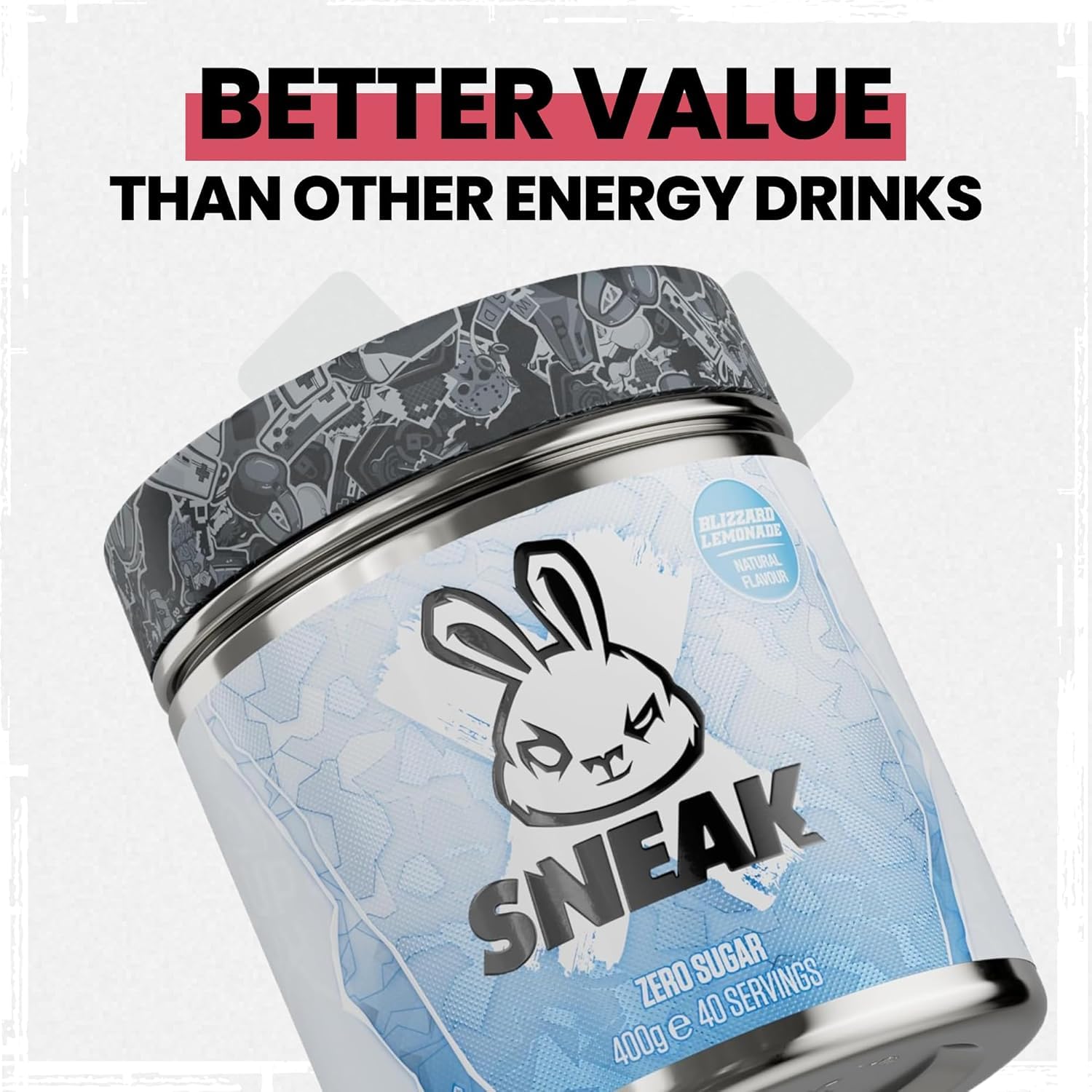SNEAK Blizzard en vaso servido frío mostrando refresco energizante