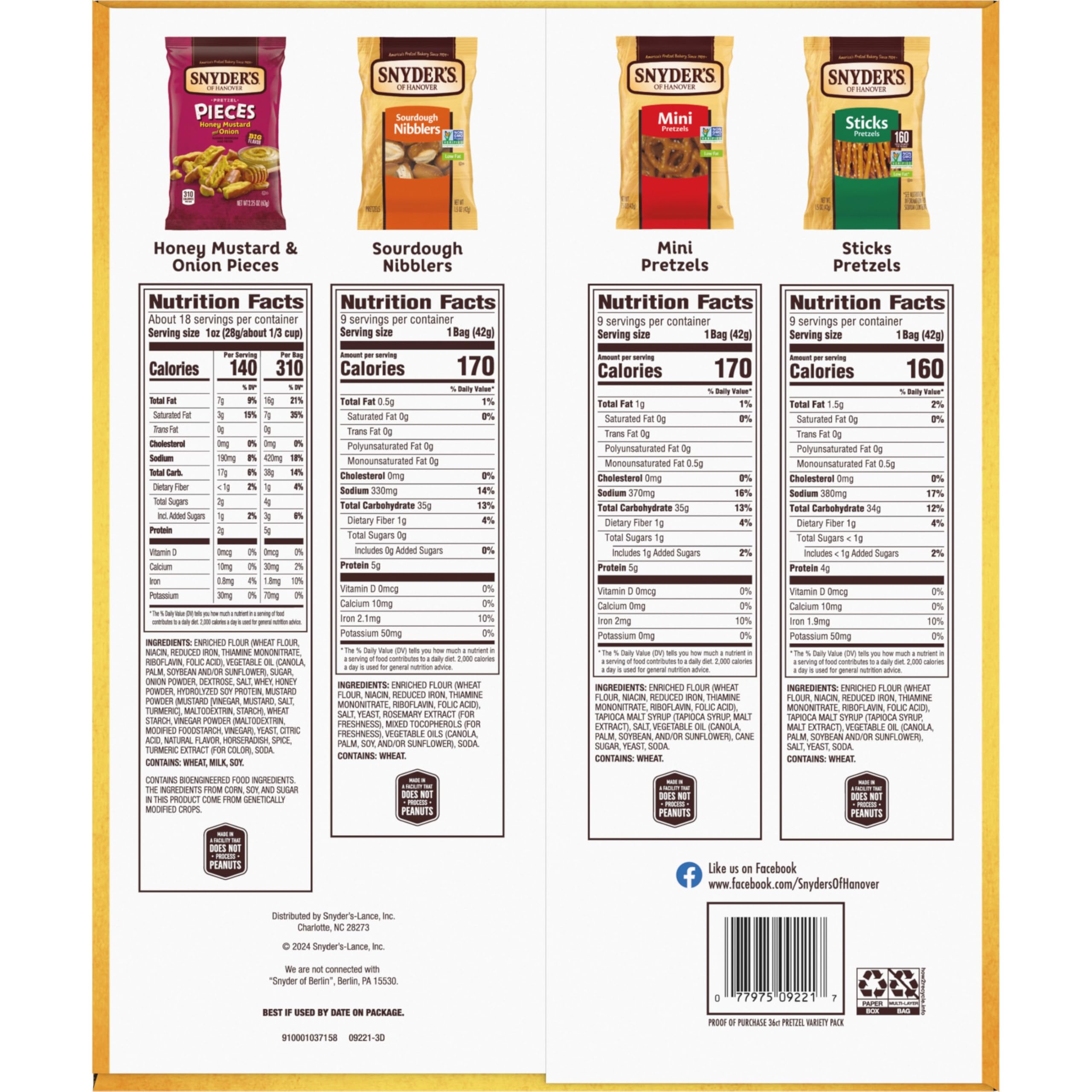 Snyder's of Hanover bolsa abierta con pretzel sticks listos para comer fácilmente