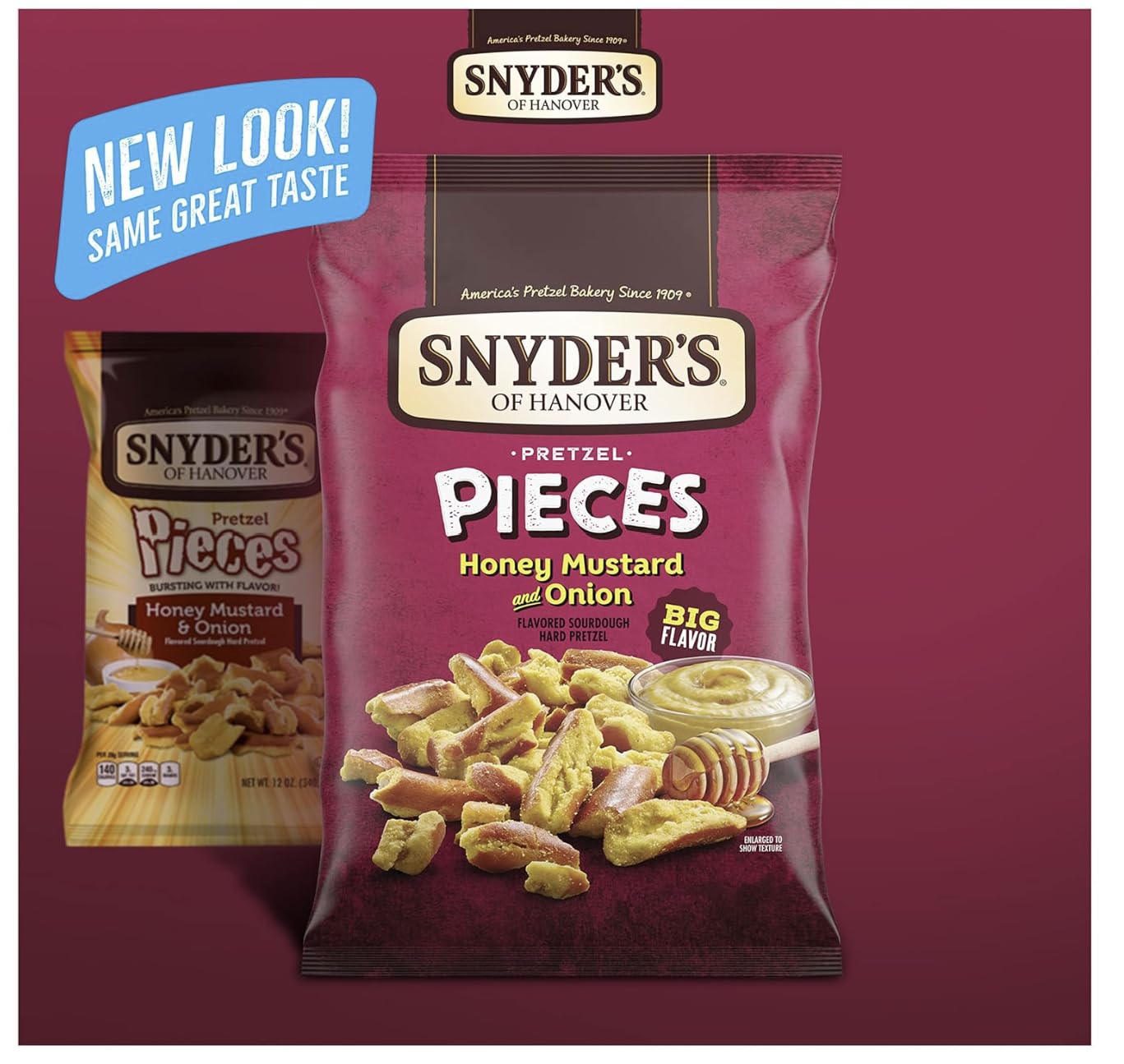 SUPERDEALS primer plano de Pretzel Pieces Cheddar mostrando textura crujiente y sabor intenso