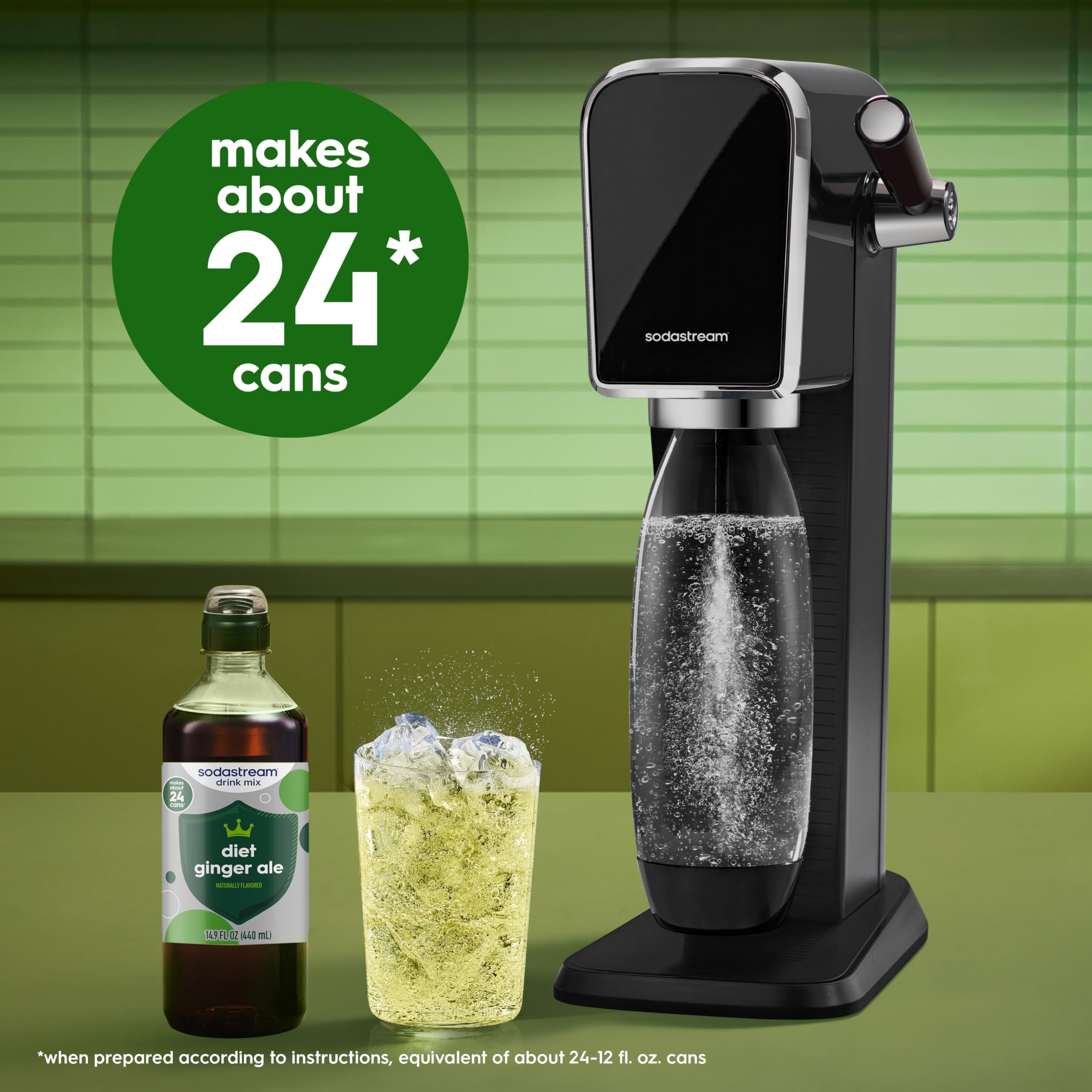 sodastream cuatro botellas alineadas listo para uso doméstico