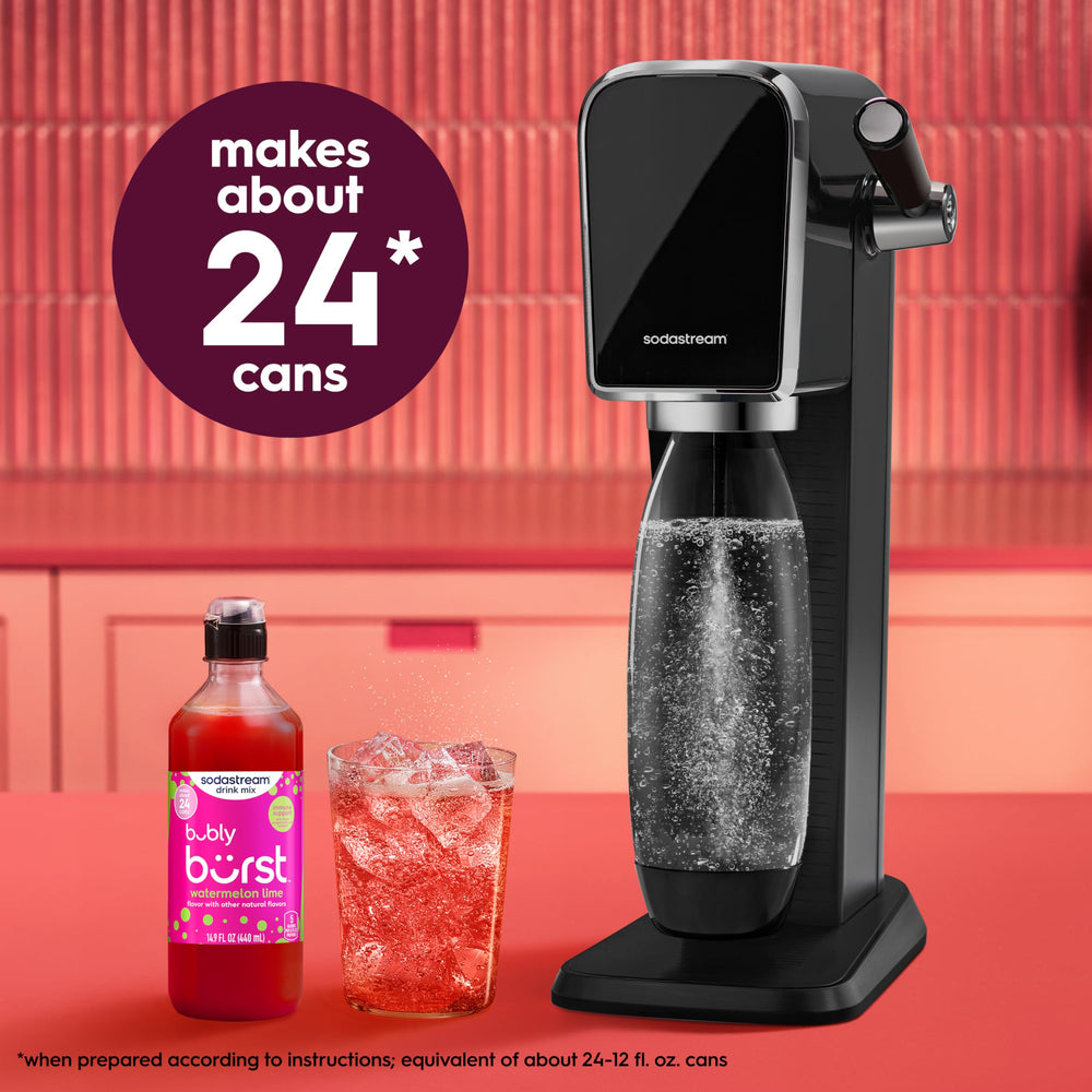 SodaStream vaso de 12oz preparado con Bubly Burst mostrando porción lista para consumir