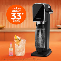SodaStream botella con tapa abierta demostrando fácil vertido