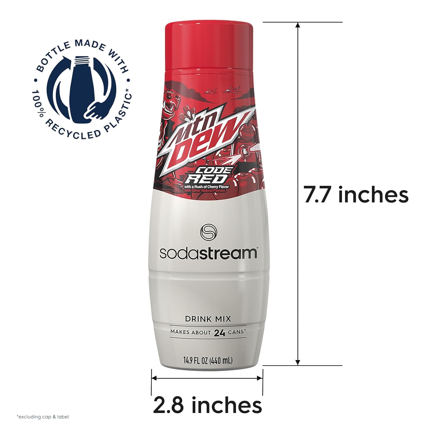 SodaStream Mtn Dew Code Red detalle al verter resaltando mezcla homogénea