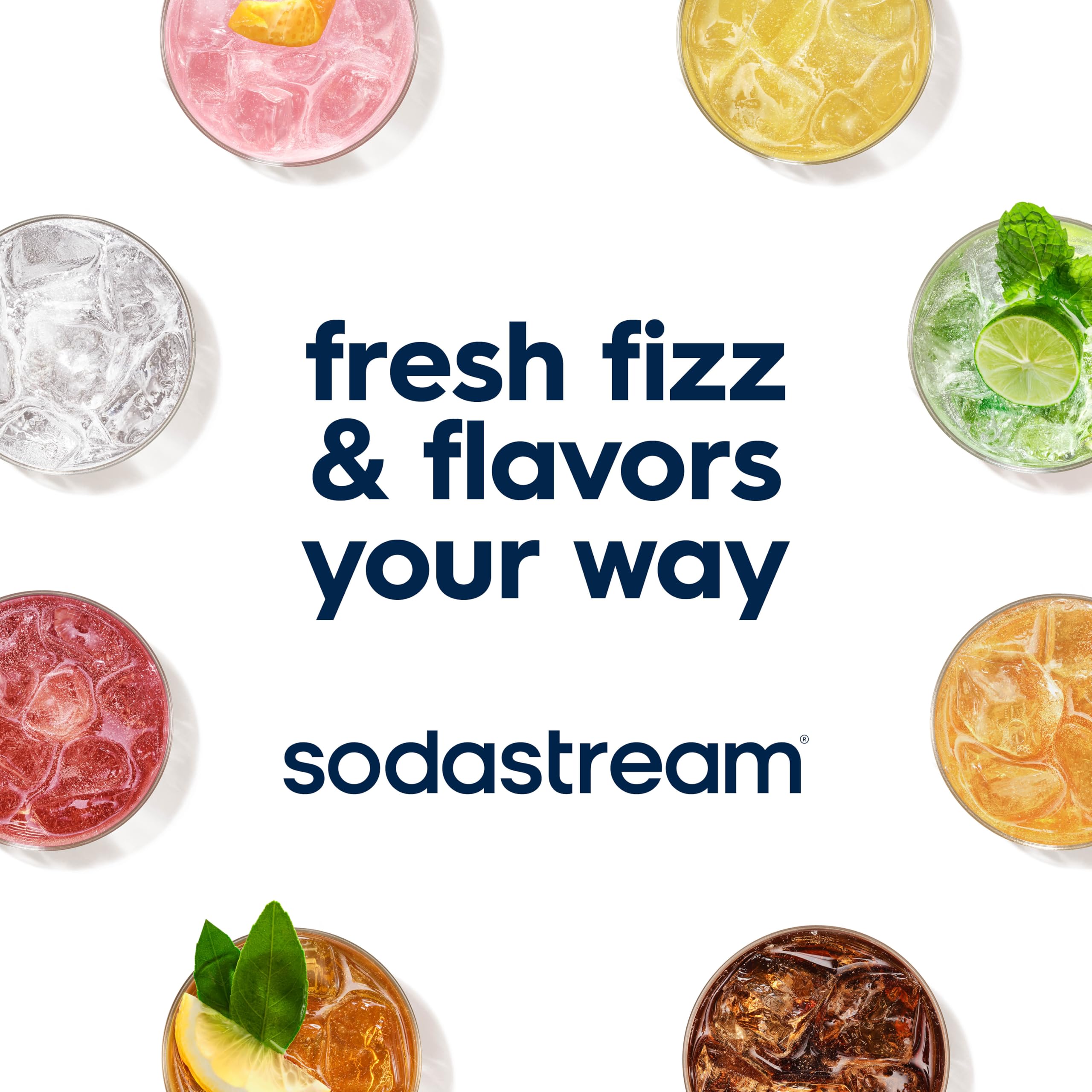SodaStream mesa familiar con vasos de Code Red demostrando porciones para invitados