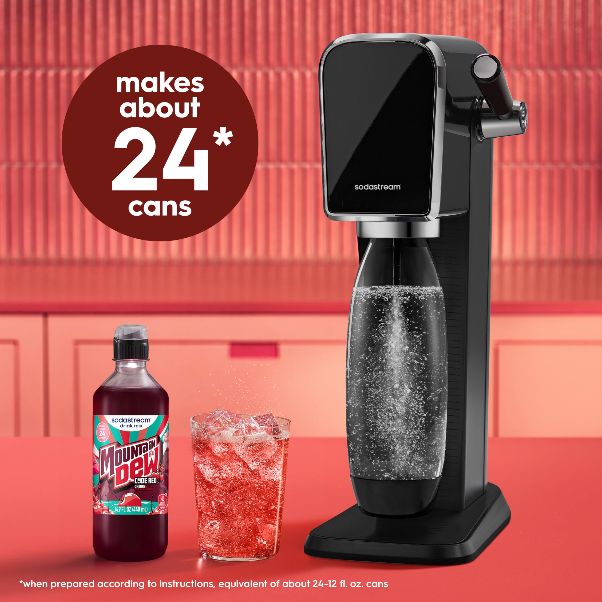 sodastream primer plano del líquido rojo cereza, aspecto vibrante y apetecible
