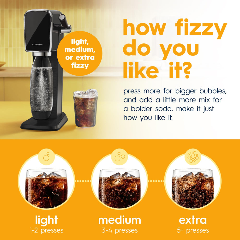 Preparación en máquina SodaStream con concentrado MUG Root Beer para bebida inmediata