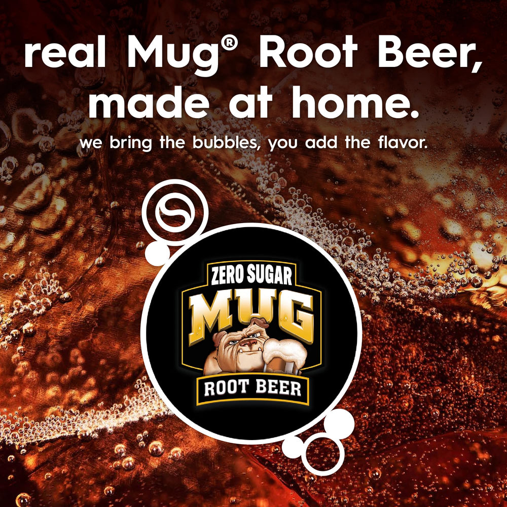 Vaso con espuma cremosa de MUG Root Beer Zero Sugar mostrando textura y frescura
