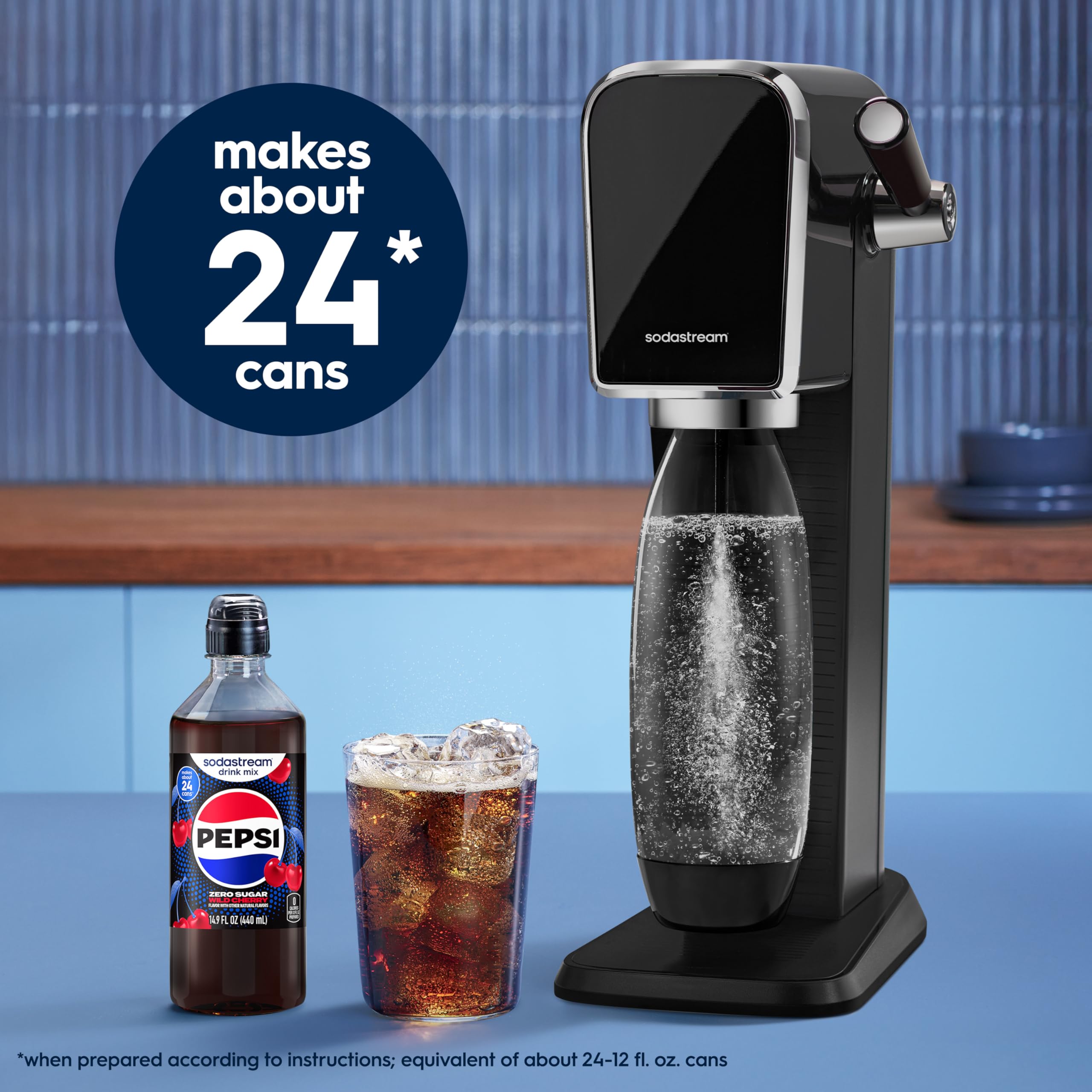 sodastream Pepsi Wild Cherry etiqueta brillante y aroma frutal sugerido