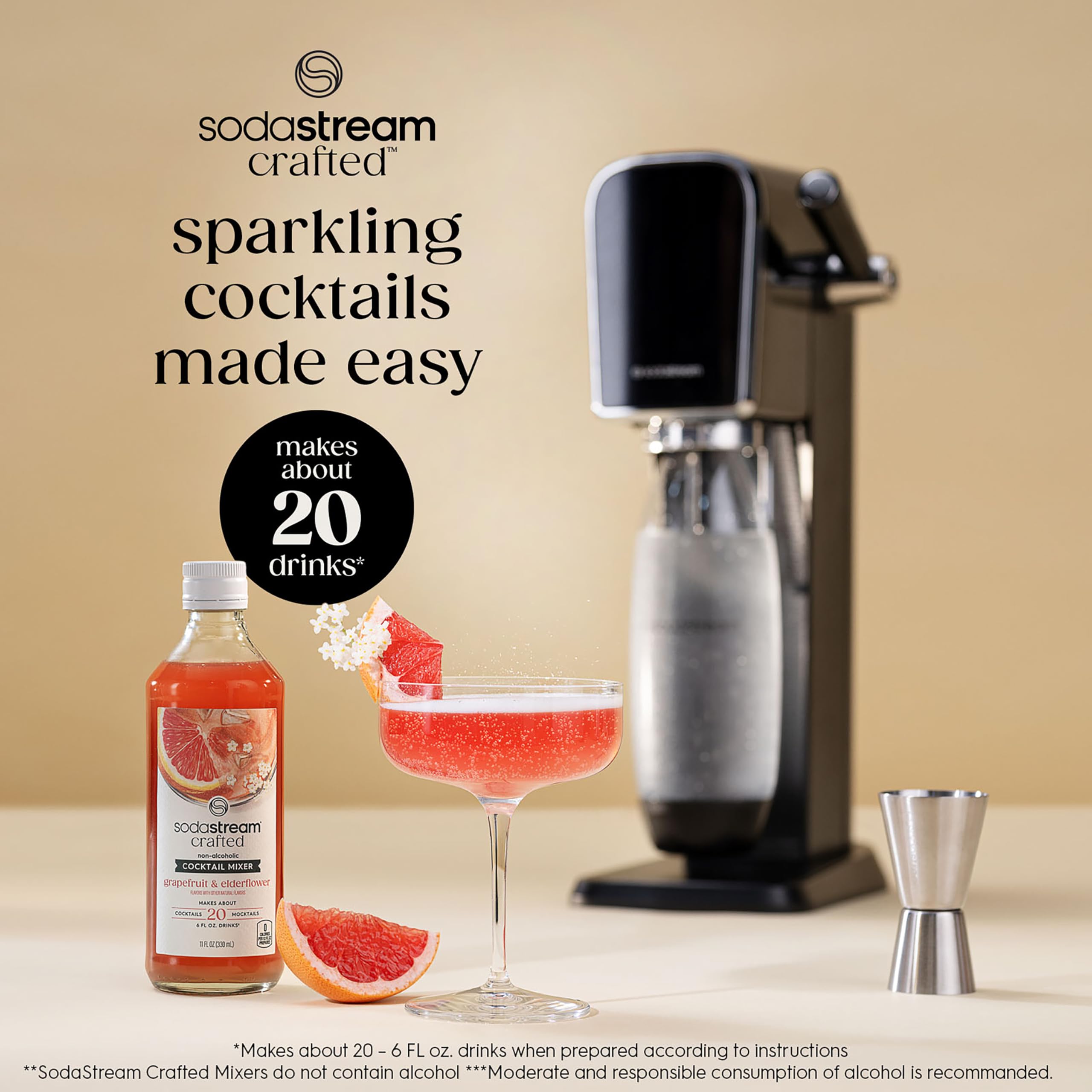 SodaStream copa servida con hielo demostrando presentación profesional