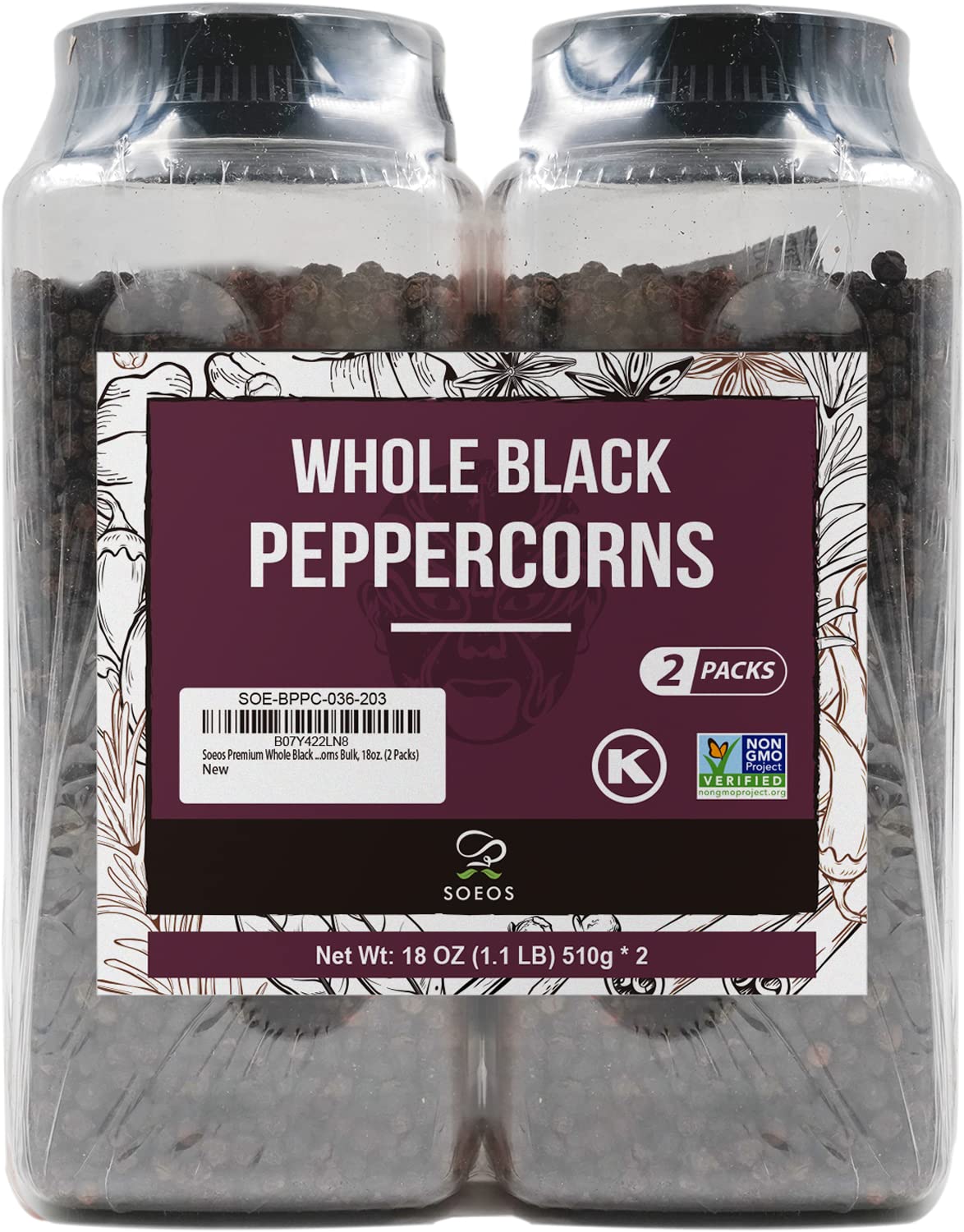 Soeos granos de pimienta negra primer plano conservan aroma