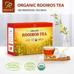 Soeos hojas de rooibos en primer plano mostrando textura y pureza