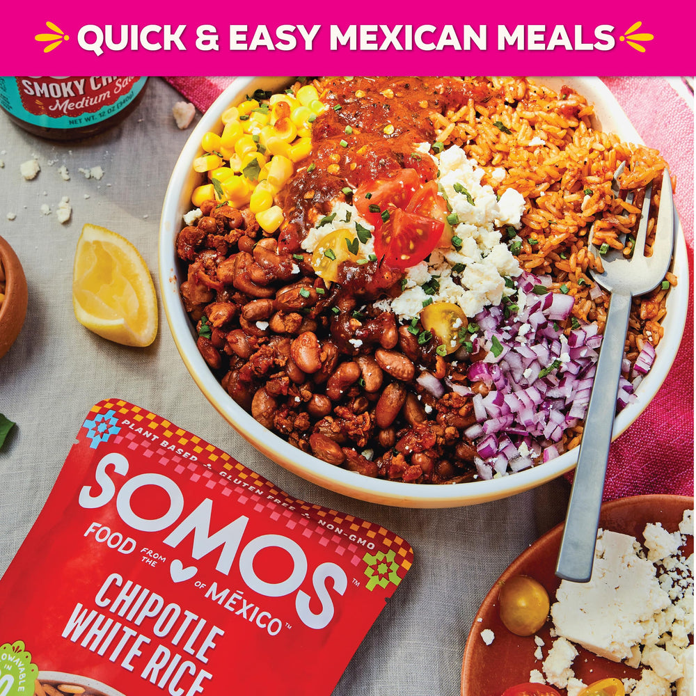 SOMOS frijoles servidos en plato listos para comer, opción nutritiva rápida