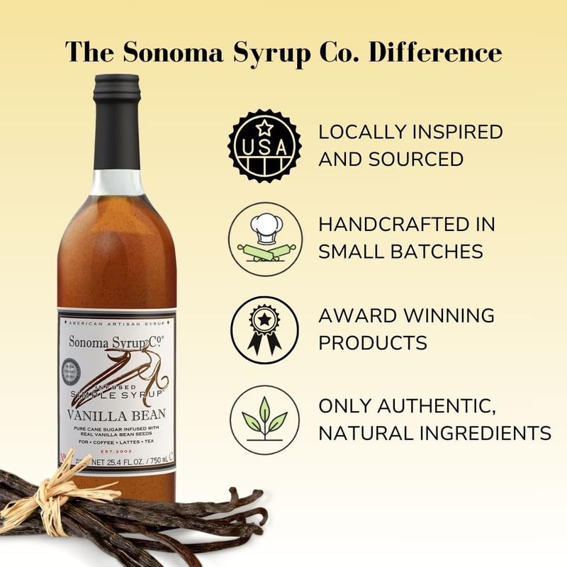 Sonoma Syrup Co semillas de vainilla visibles en el jarabe que realzan aroma auténtico
