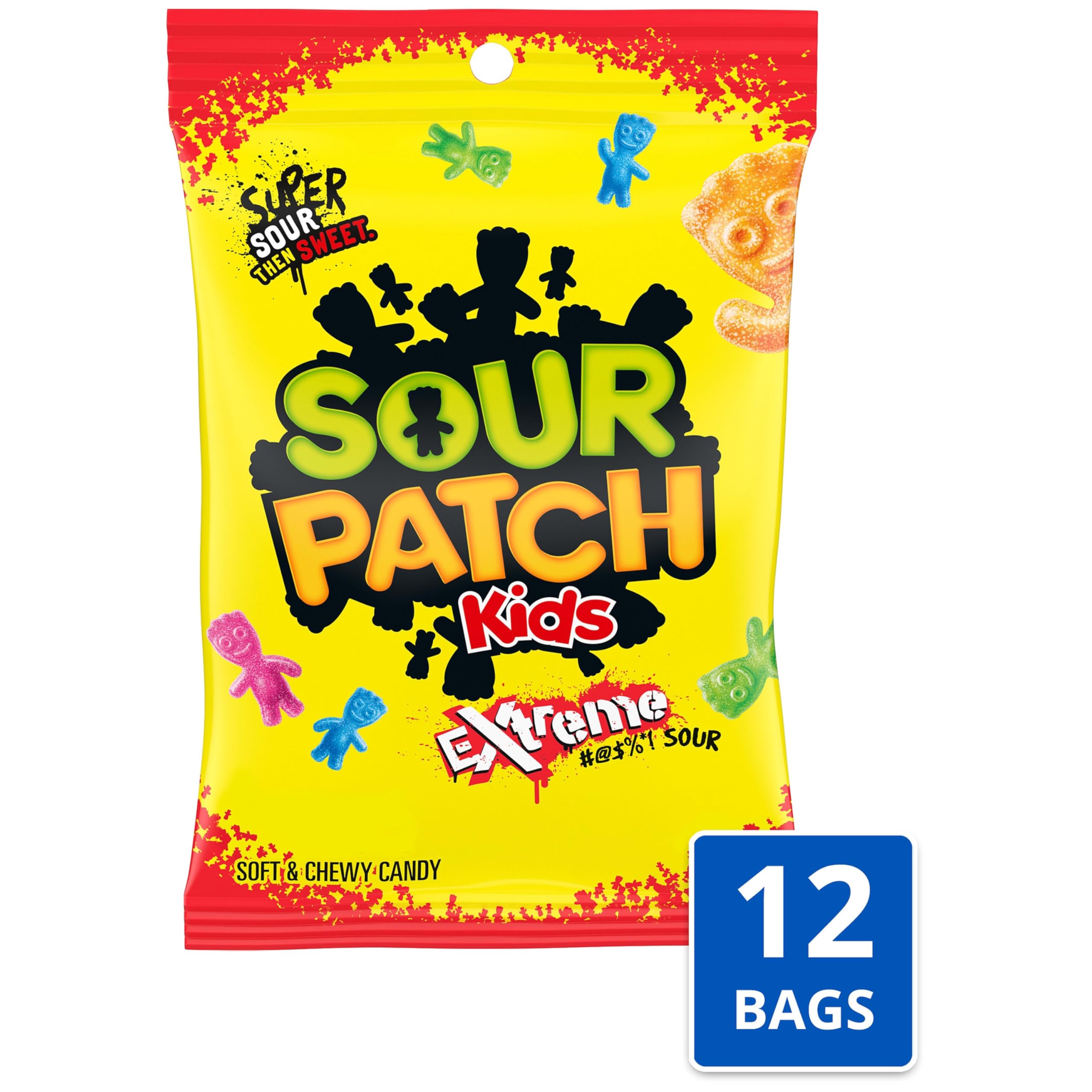 Sour Patch Kids colores y formas surtidas, variedad de sabores frutales