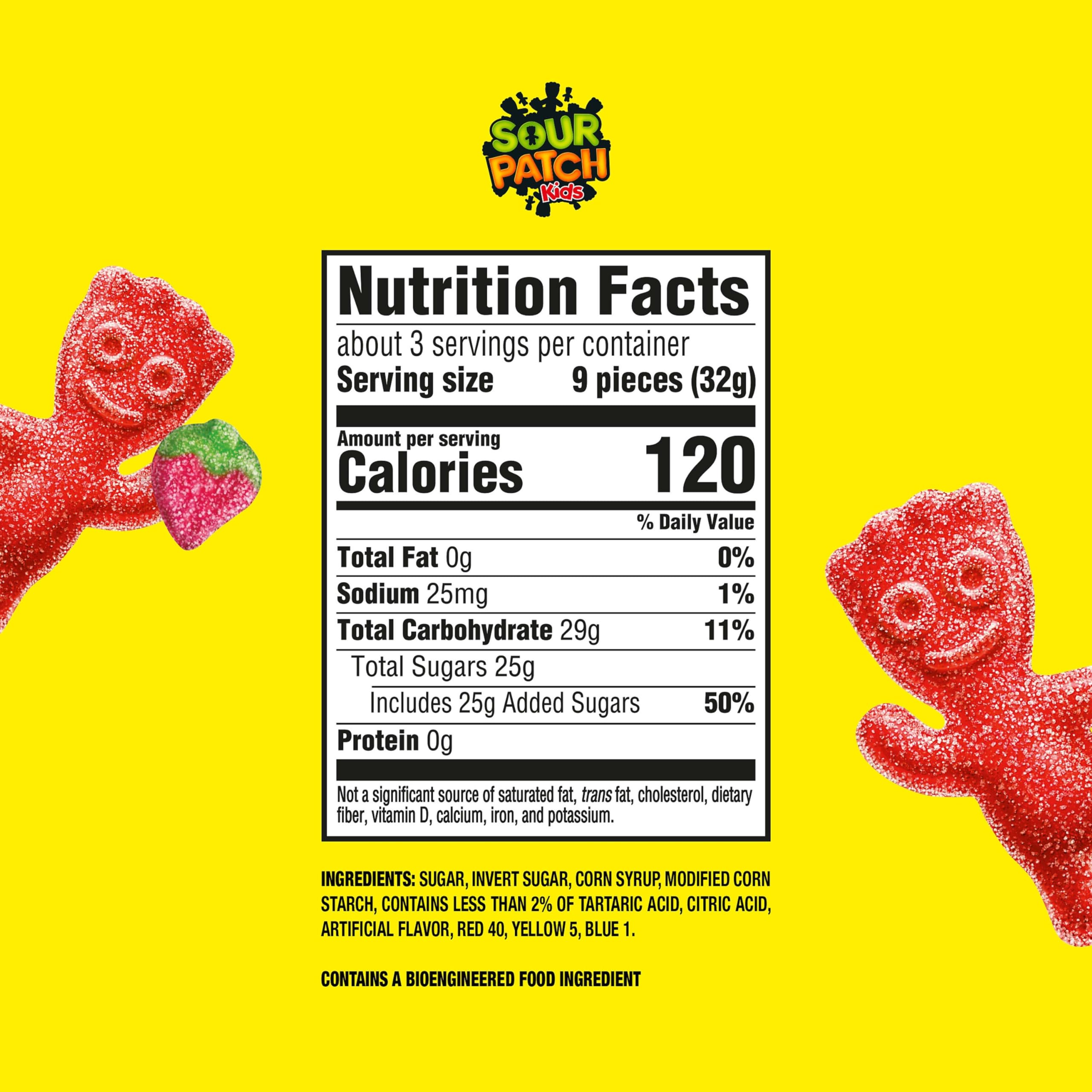 SOUR PATCH KIDS primer plano textura blanda, muestra la masticabilidad
