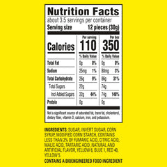 Sour Patch Kids textura cercana que destaca masticabilidad y acidez