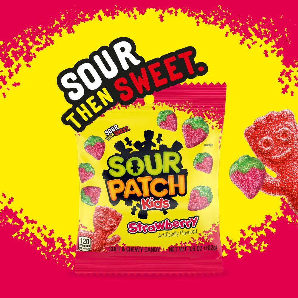 SOUR PATCH KIDS etiqueta nutricional visible, facilita información al consumidor
