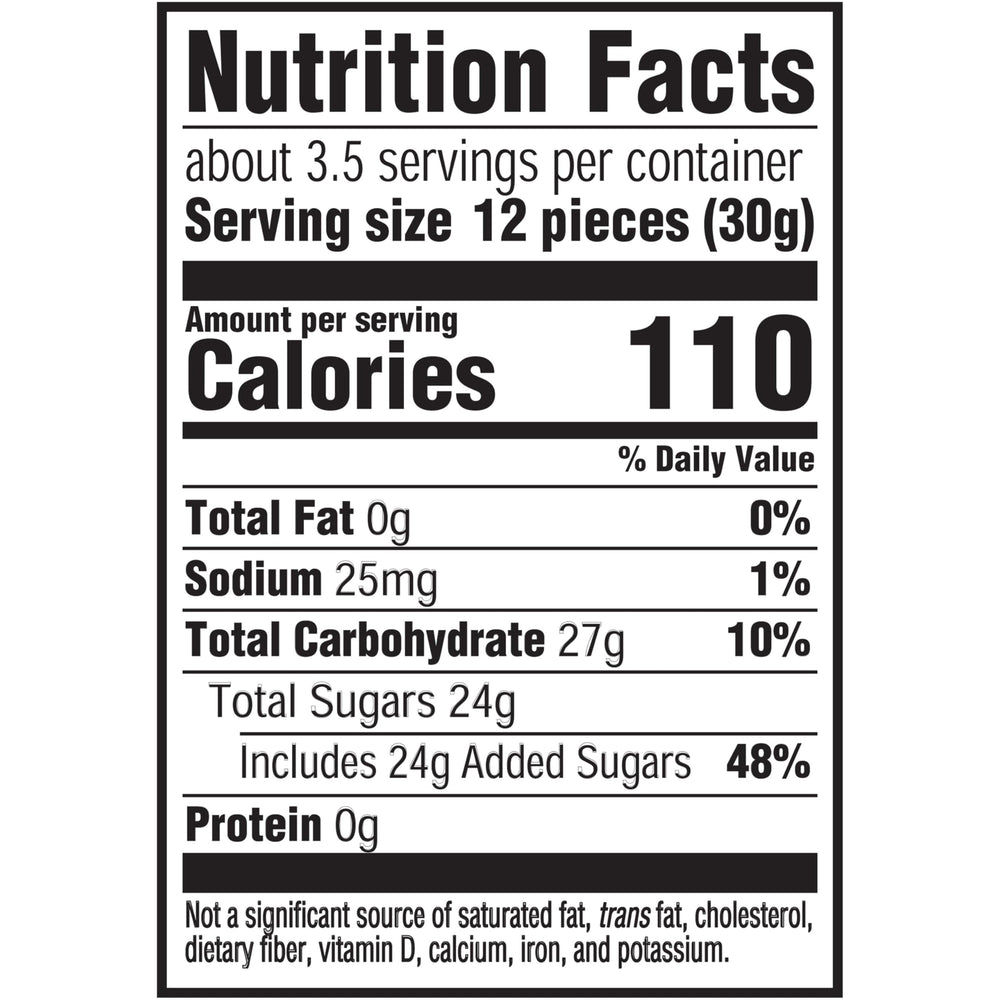 Sour Patch Kids etiqueta nutricional legible y detalle de ingredientes