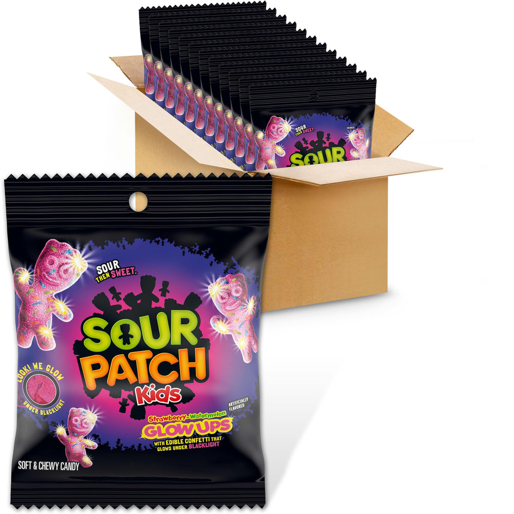 SOUR PATCH KIDS paquete frontal mostrando diseño y marca, ideal para fiestas