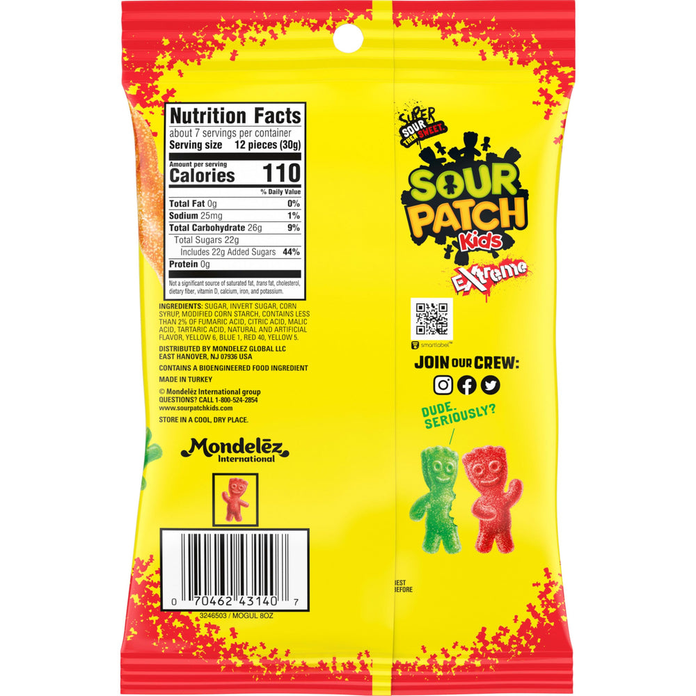 Sour Patch Kids primer plano de textura ácida y masticable, sensación intensa
