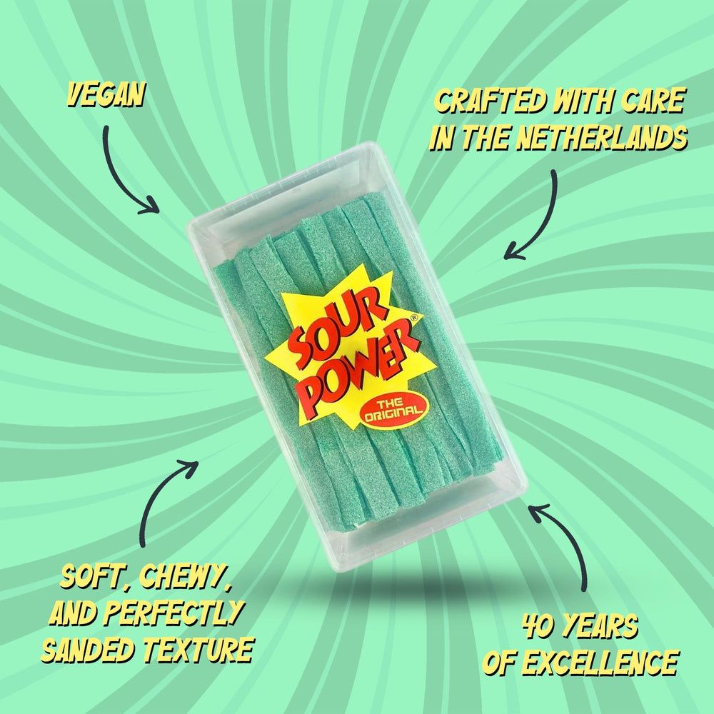 Sour Power arreglo de postres con cintas como toppers coloridos y creativos