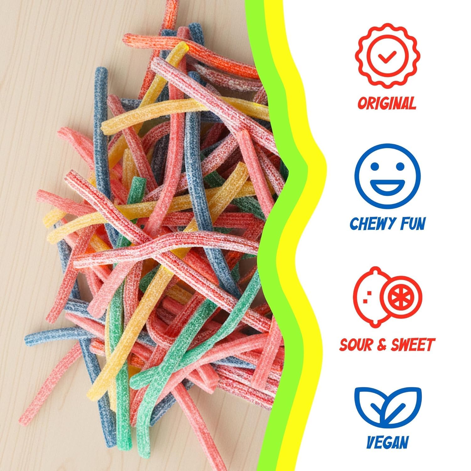 Sour Power pajitas como topping en postre, uso decorativo versátil