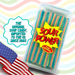 Sour Power tiras dispuestas en torre, demostrando facilidad para servir en fiestas