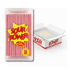 Sour Power vista frontal del tubo con tapa resellable y pinzas incluidas