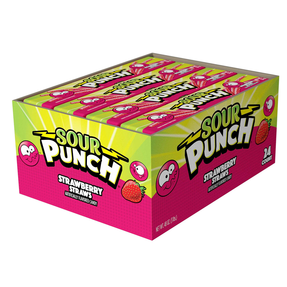Sour Punch bandeja frontal mostrando pajillas listas para compartir
