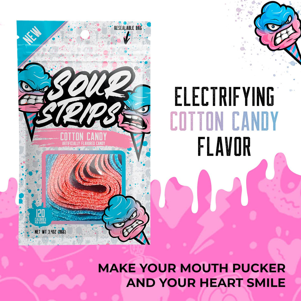 SOUR STRIPS primer plano de la textura ácida y el recubrimiento visible