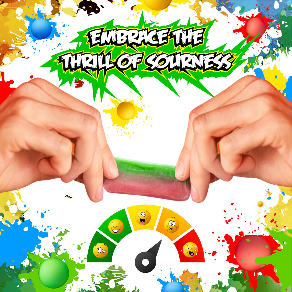 SOURZAP taffy estirable en primer plano destacando textura masticable