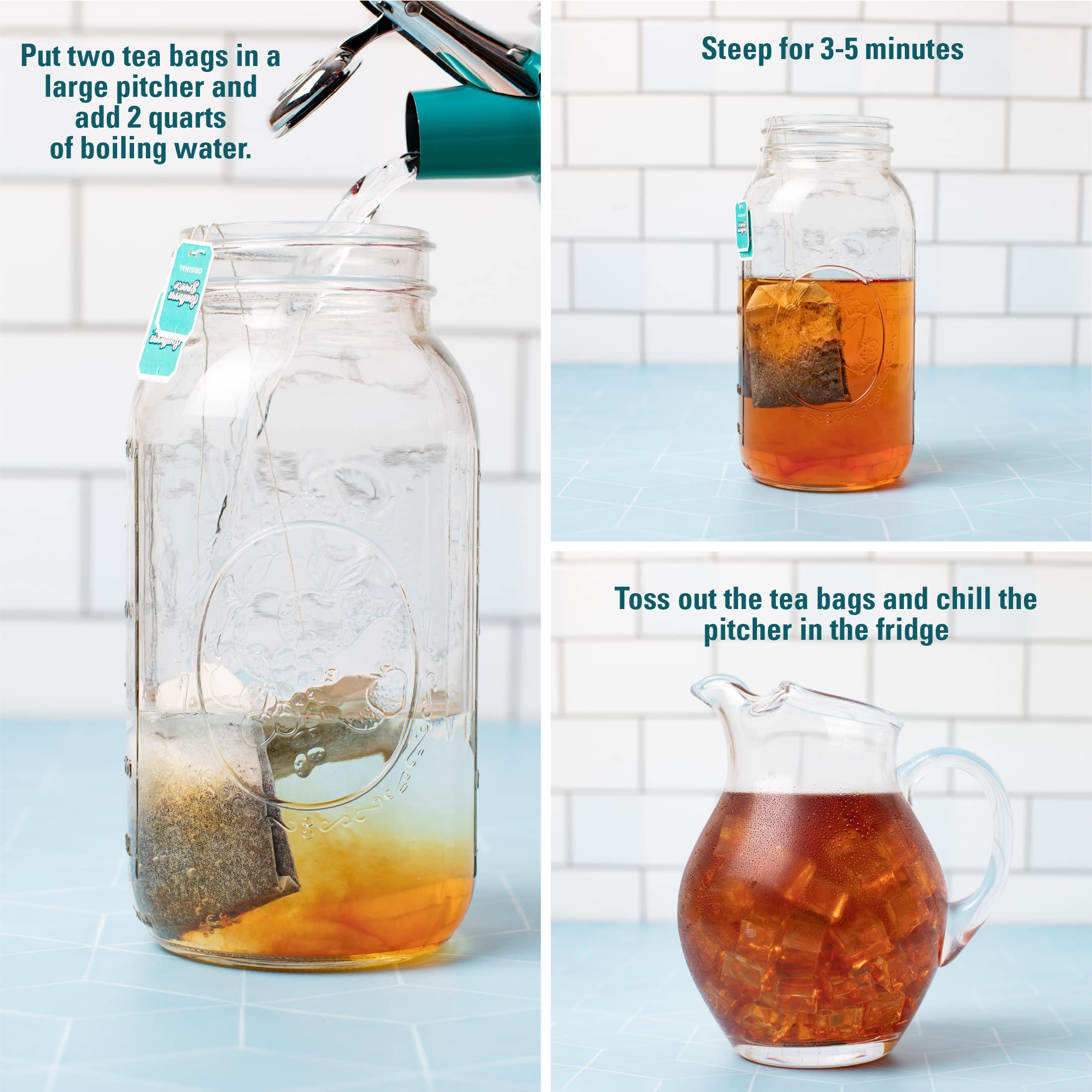 Southern Breeze bolsa de té de tamaño familiar en primer plano, lista para infusionar