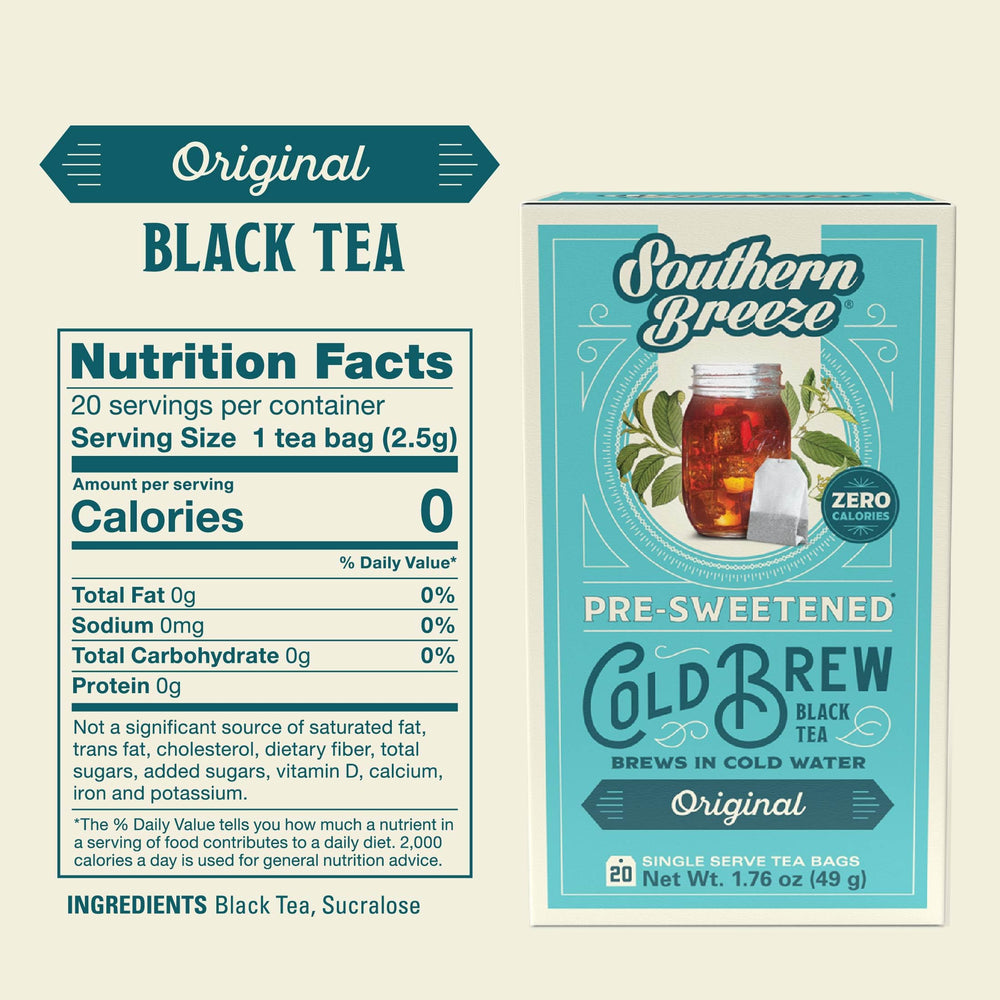 Southern Breeze bolsita individual preendulzada lista para infusionar y ahorrar tiempo