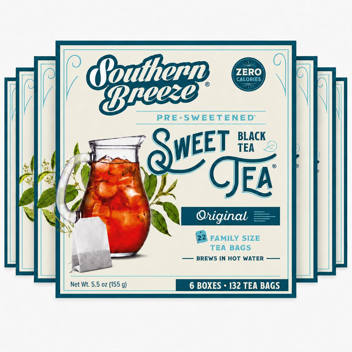 Southern Breeze empaque frontal mostrando caja familiar y beneficios sin azúcar