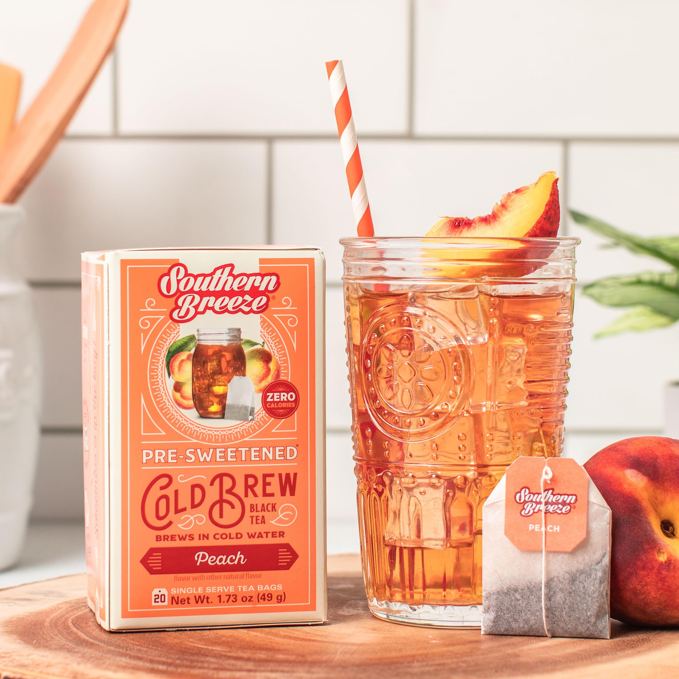 Southern Breeze vaso con té helado y durazno, refresco inmediato y sin calorías