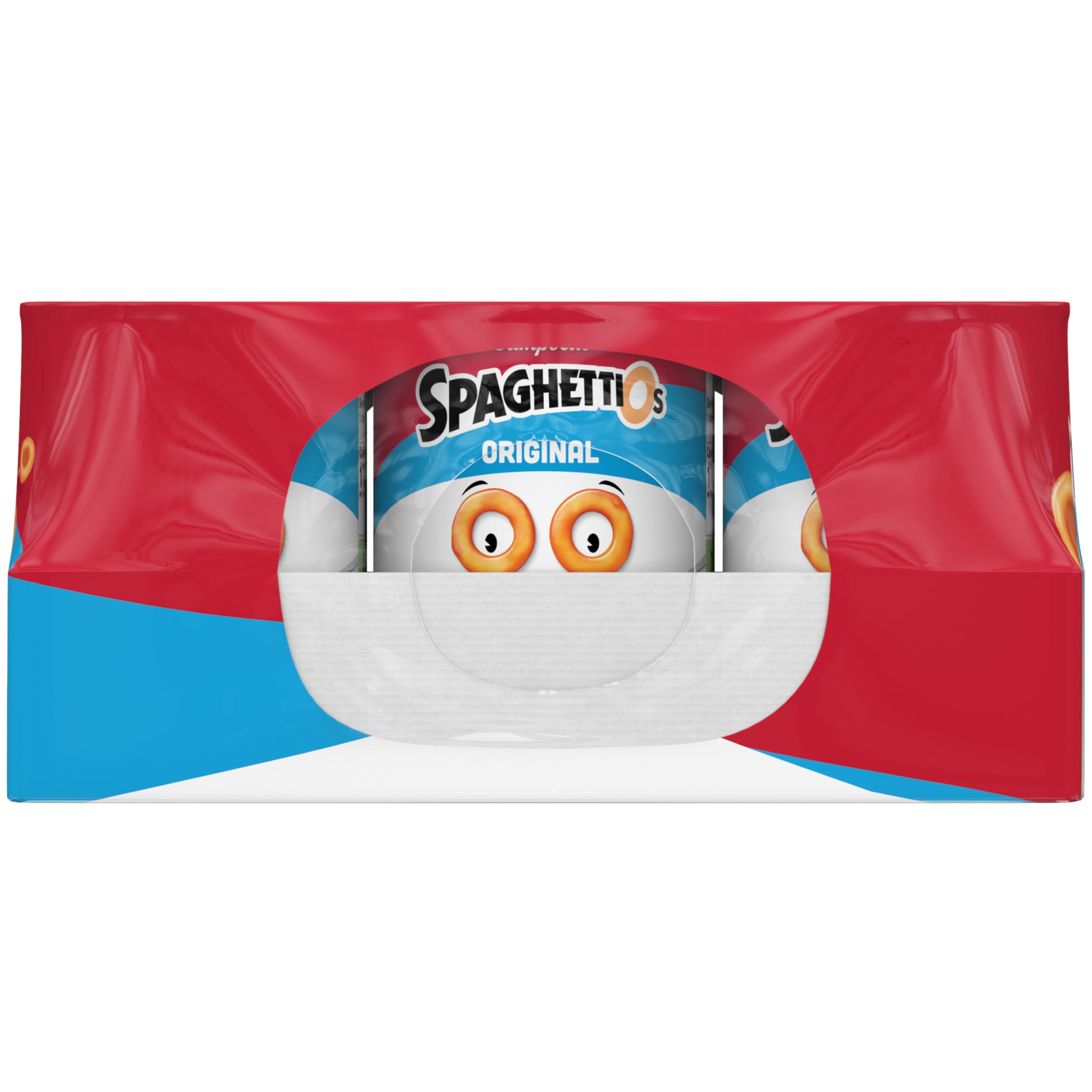 SpaghettiOs en despensa junto a alimentos, opción práctica y confiable