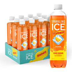 Sparkling Ice botella frontal mostrando etiqueta y burbujas, refresca sin azúcar