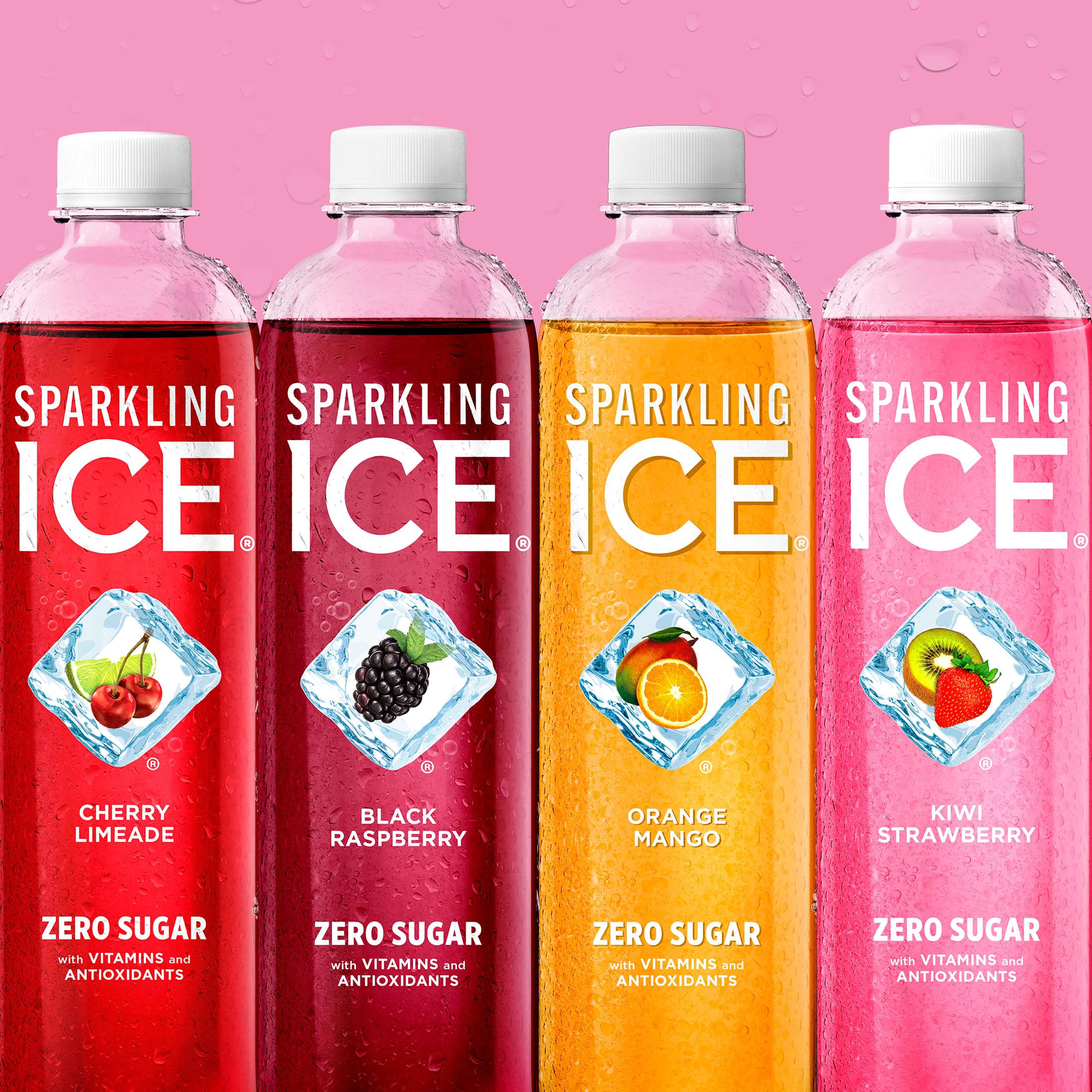Sparkling Ice burbujas en botella resaltando efervescencia y frescura