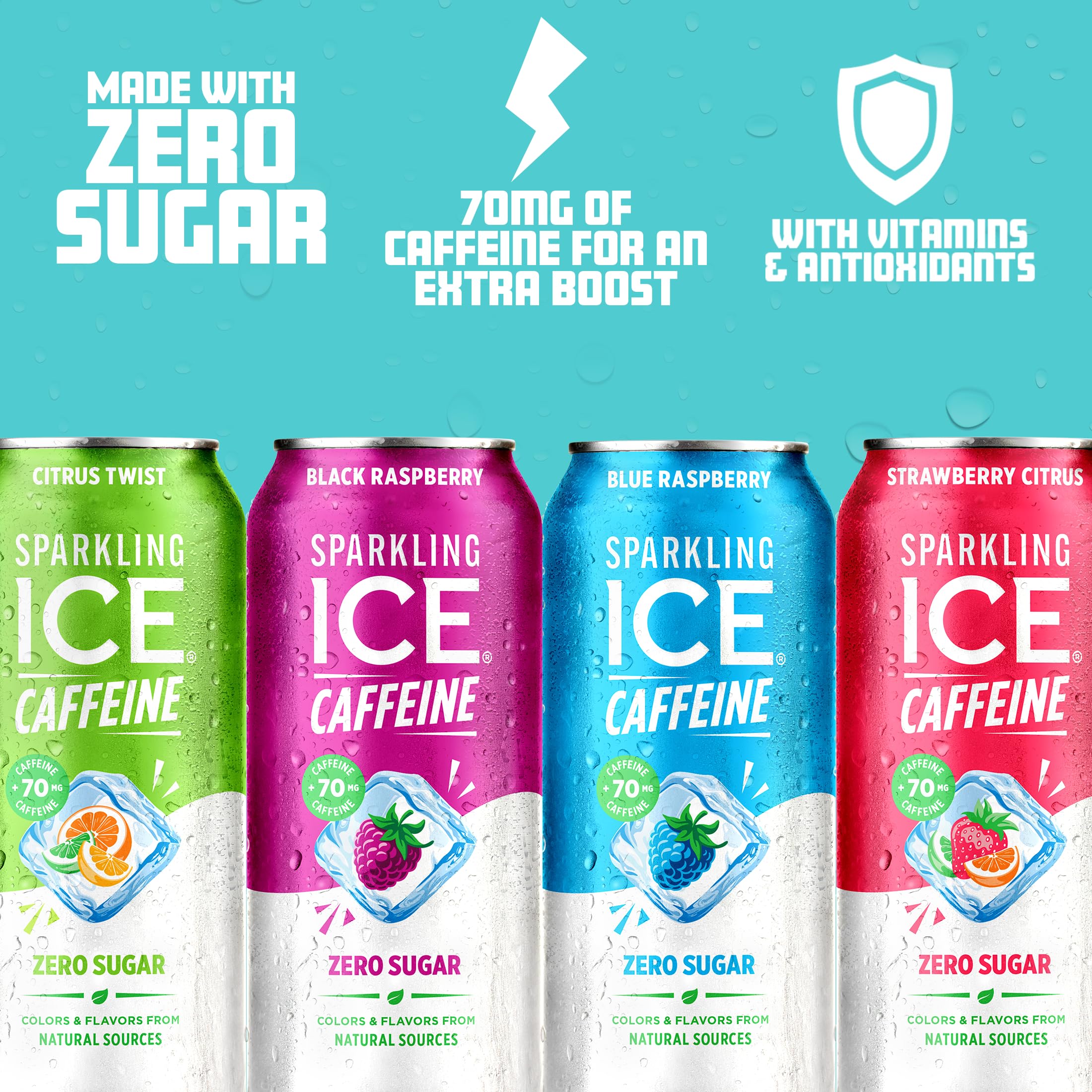 Sparkling Ice lata Black Raspberry enfoque en la fruta y atractivo visual
