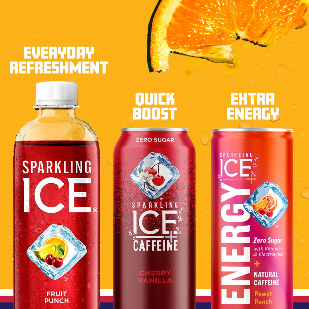 Sparkling Ice etiqueta con vitaminas B6 B12 E y antioxidantes, beneficio funcional