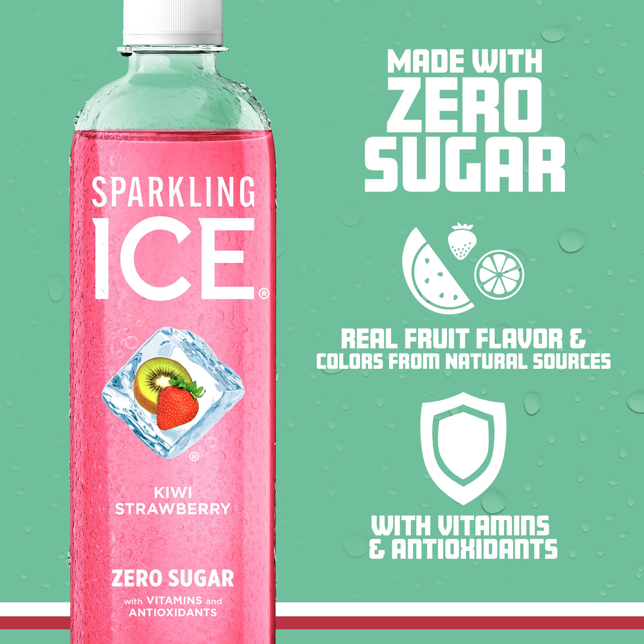Sparkling Ice botella en mano mostrando tamaño práctico y portabilidad