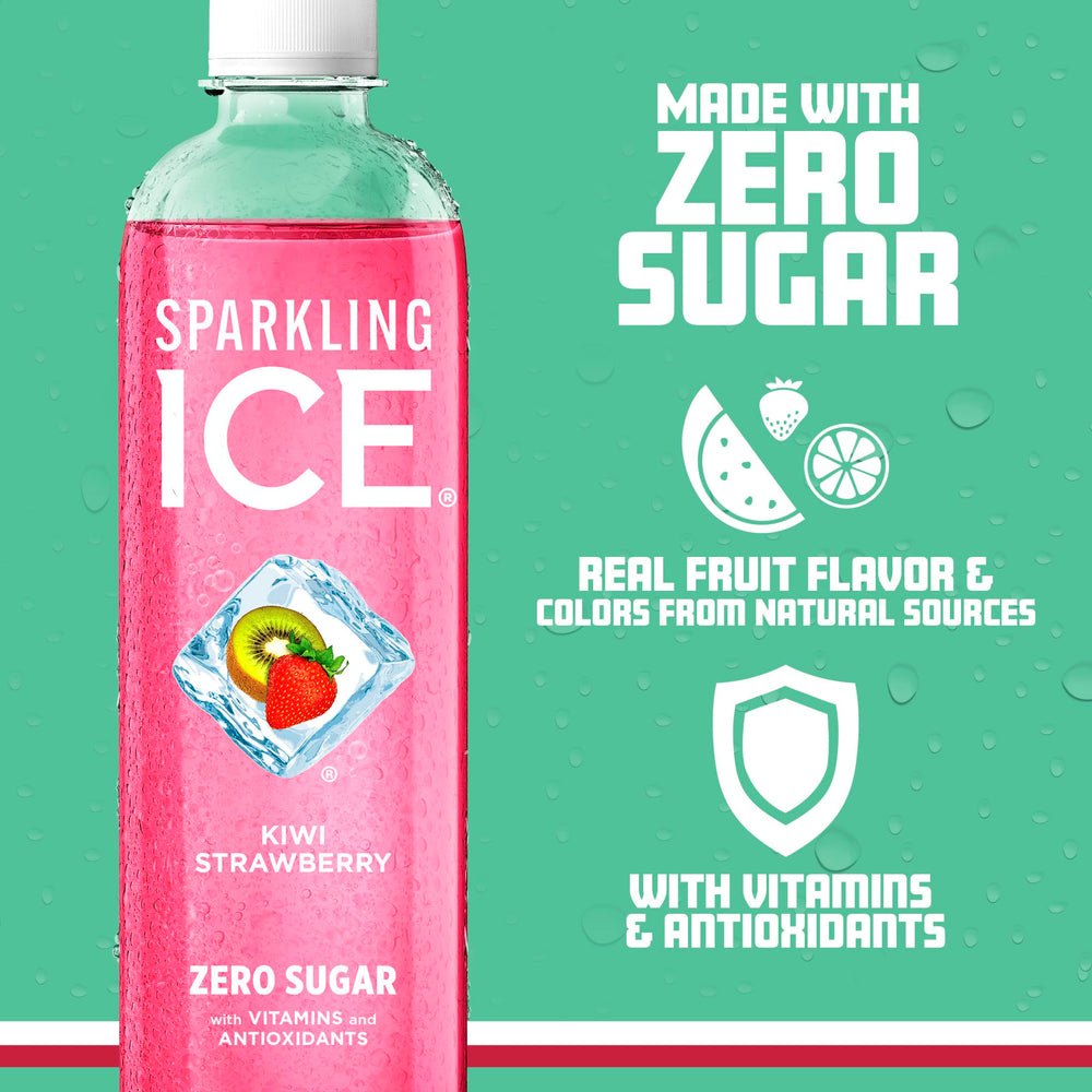 Sparkling Ice botella en mano mostrando tamaño práctico y portabilidad