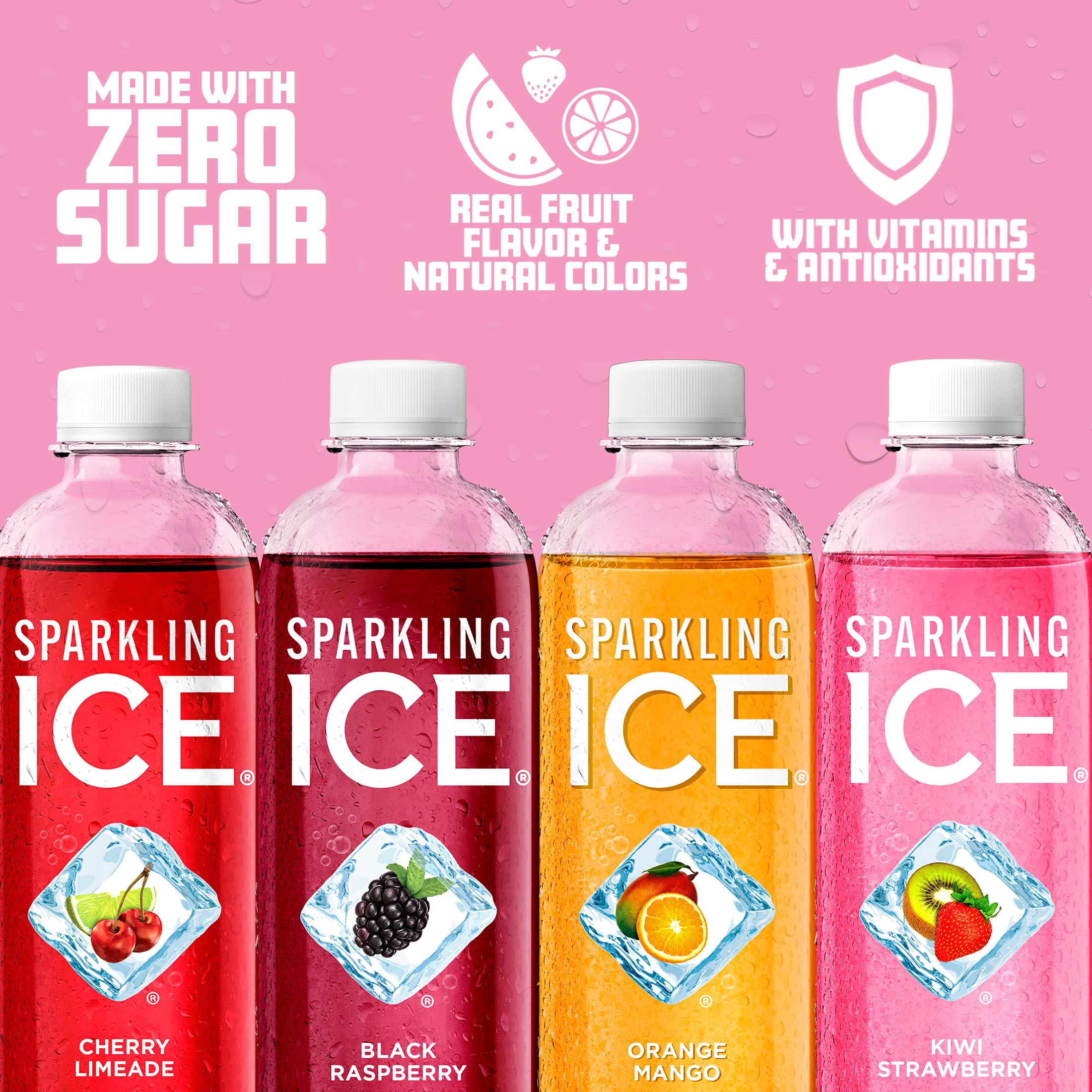 Sparkling Ice Kiwi Strawberry botella en mano tamaño y portabilidad