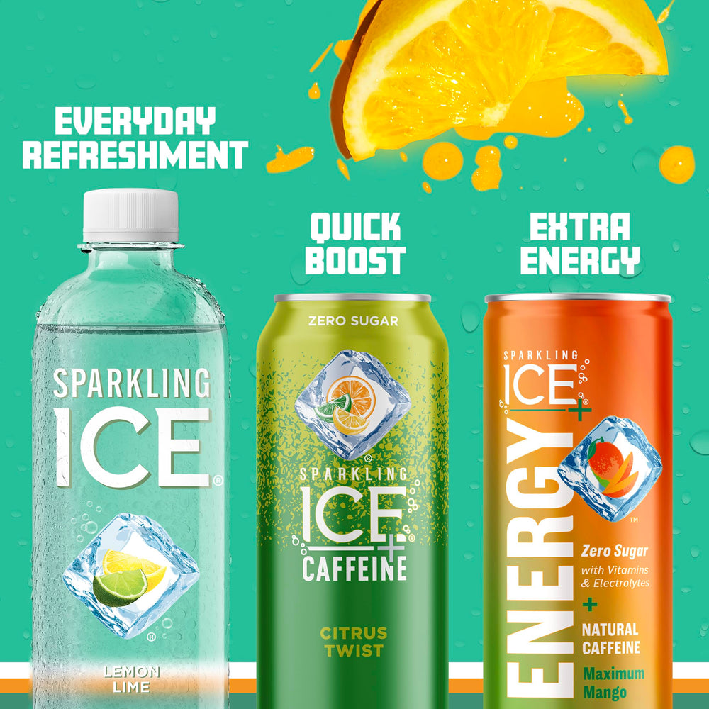 Sparkling Ice etiqueta nutricional mostrando 0 g azúcar y vitaminas