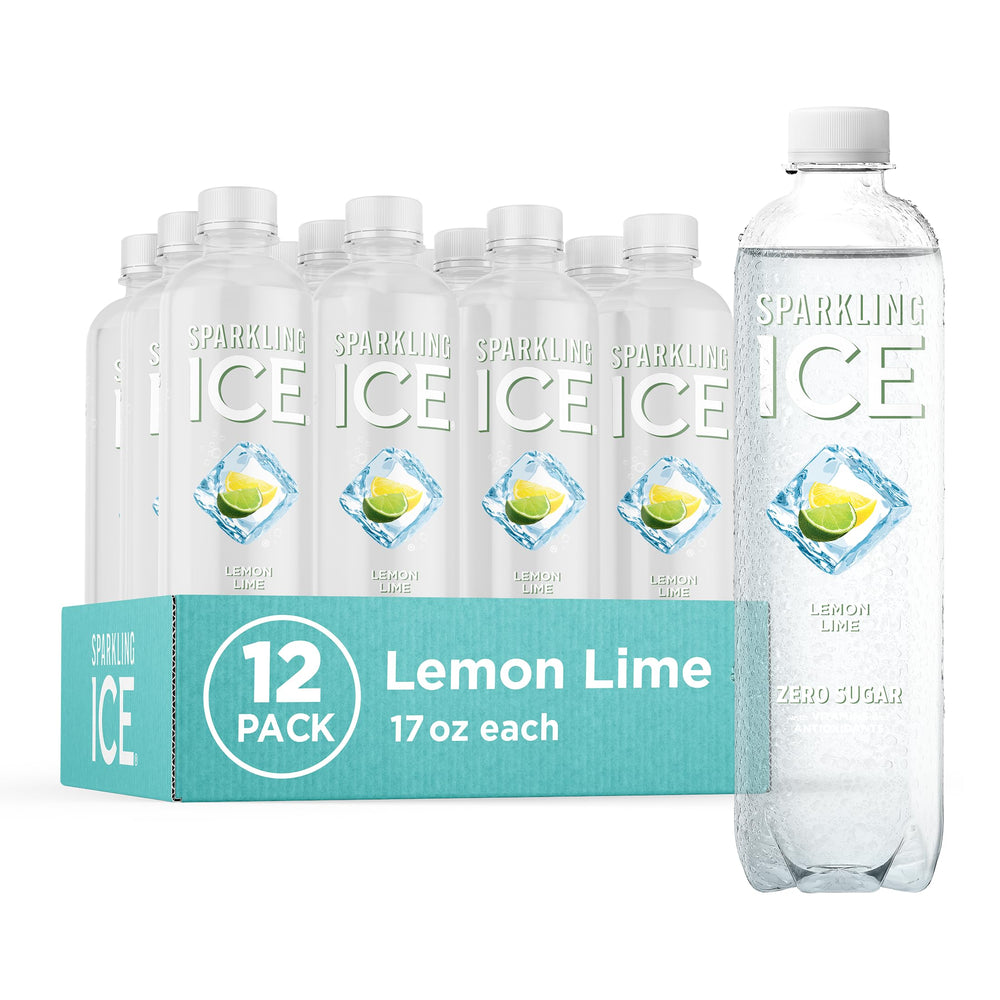 Sparkling Ice botella frontal mostrando sabor lemon lime y diseño refrescante