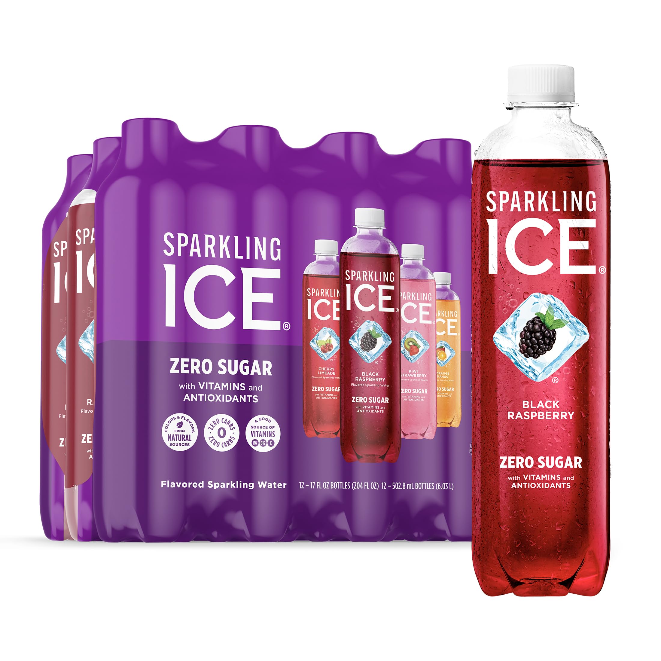 Sparkling Ice frontal del pack Purple con variedad y conveniencia