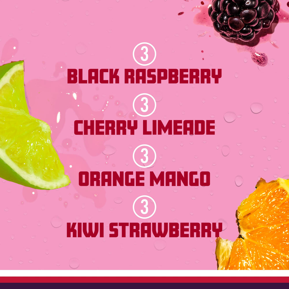 Sparkling Ice variedad del pack mostrando los cuatro sabores juntos